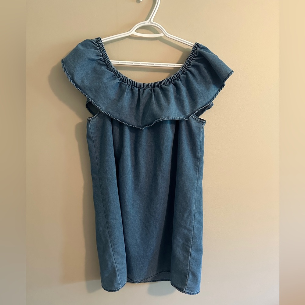California Moonrise Blue Denim Ruffle Dress